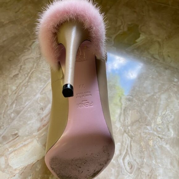 Authentic Rare FENDI Mink Trim Fur Heels Shoes - Picture 3 of 7